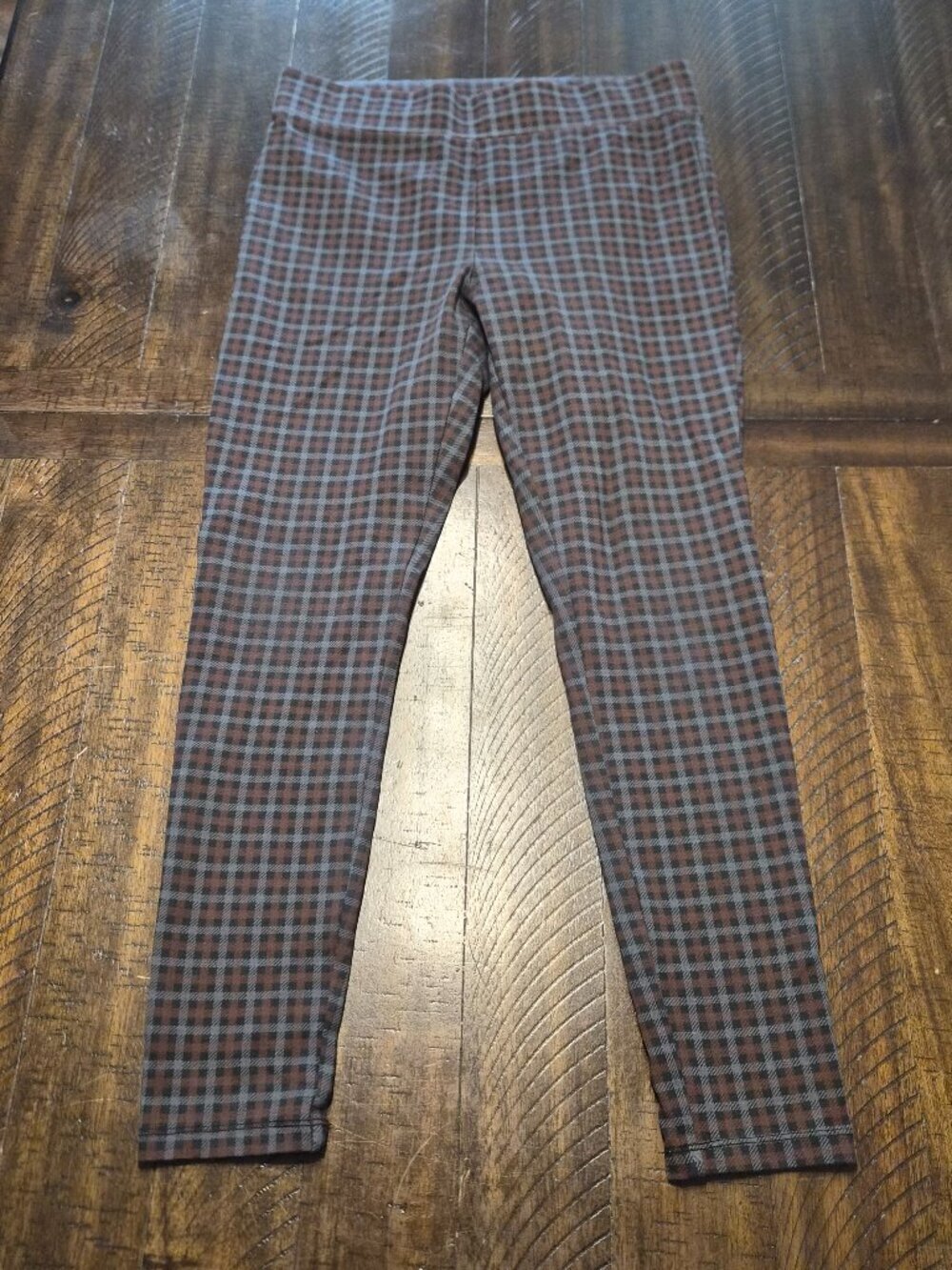 Loft Pants Womens Size Medium Plaid Knit Pull On Leggings Stretch Ankle G275